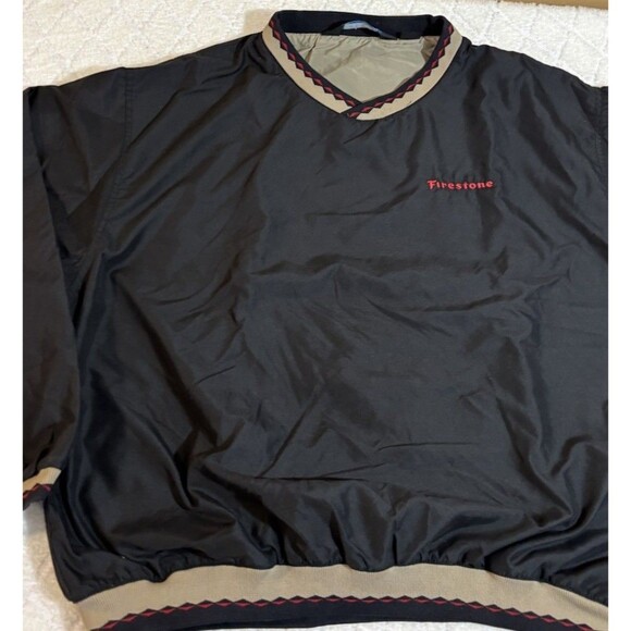 Vintage 90s Firestone Embroidered Black Windbreaker Aztec Trim Size XL - Picture 6 of 16